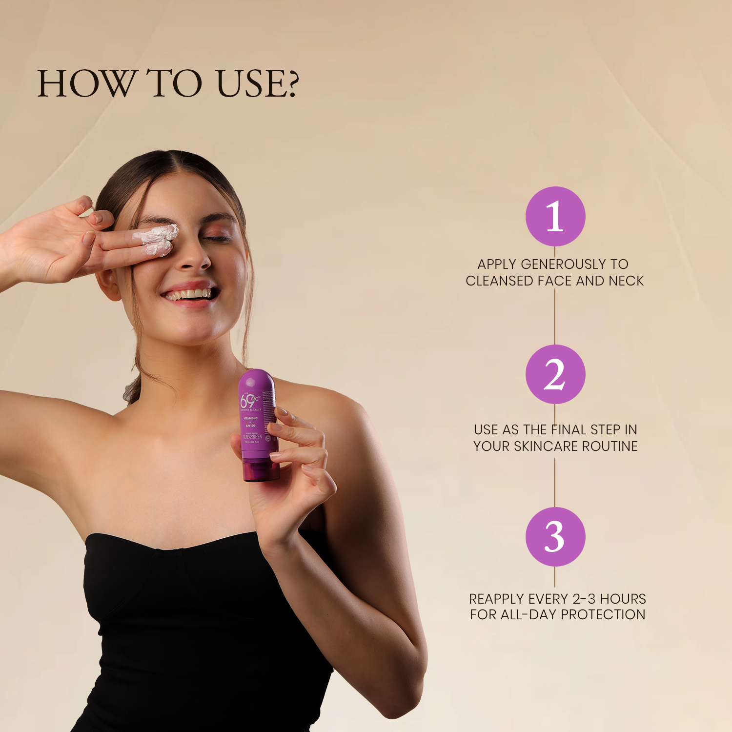 Sunscreen SPF50 PA+++ with Vitamin c - UVA/UVB protection - No white caste| 50ml