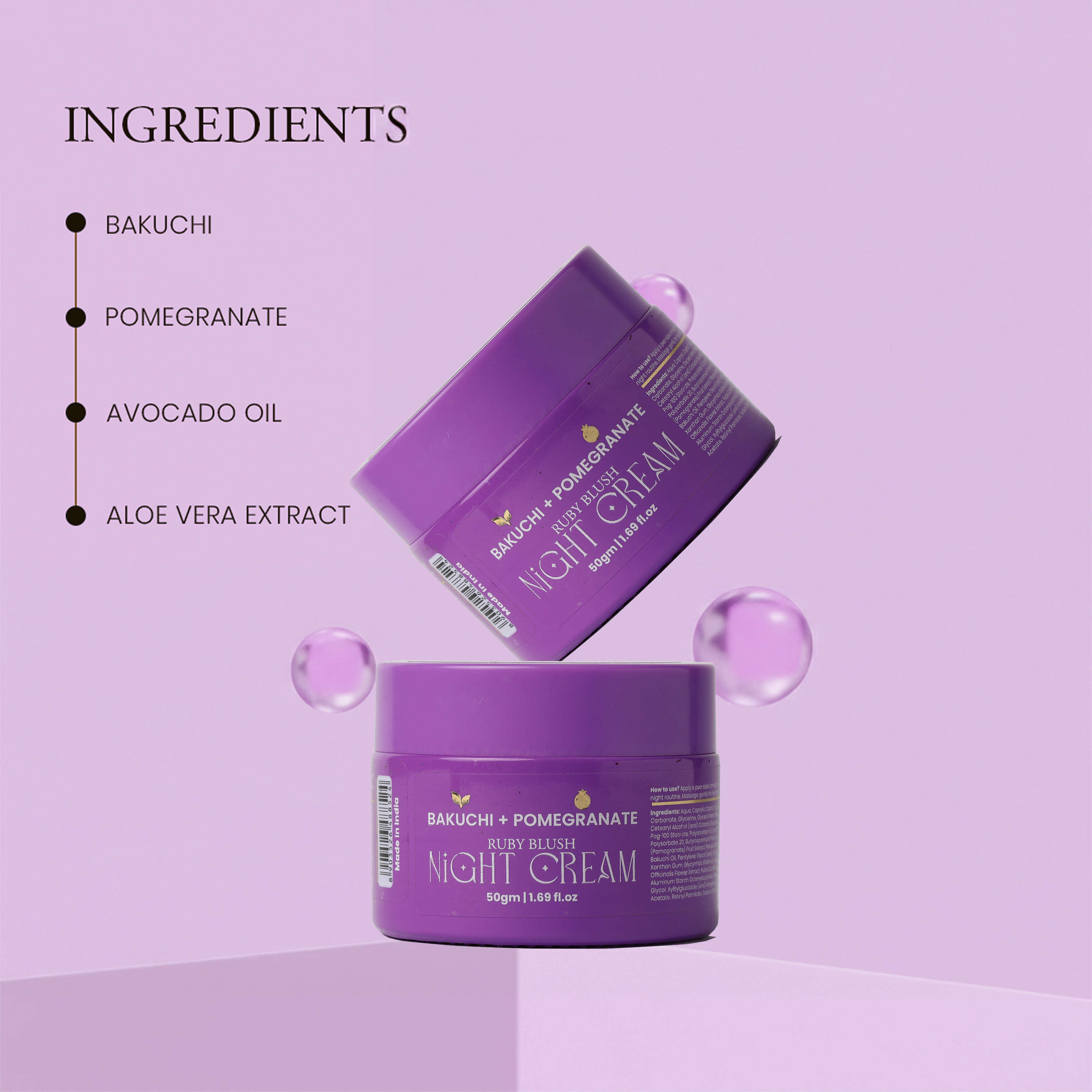 Antiaging night cream with Bakuchi and Pomegranate | 50ml
