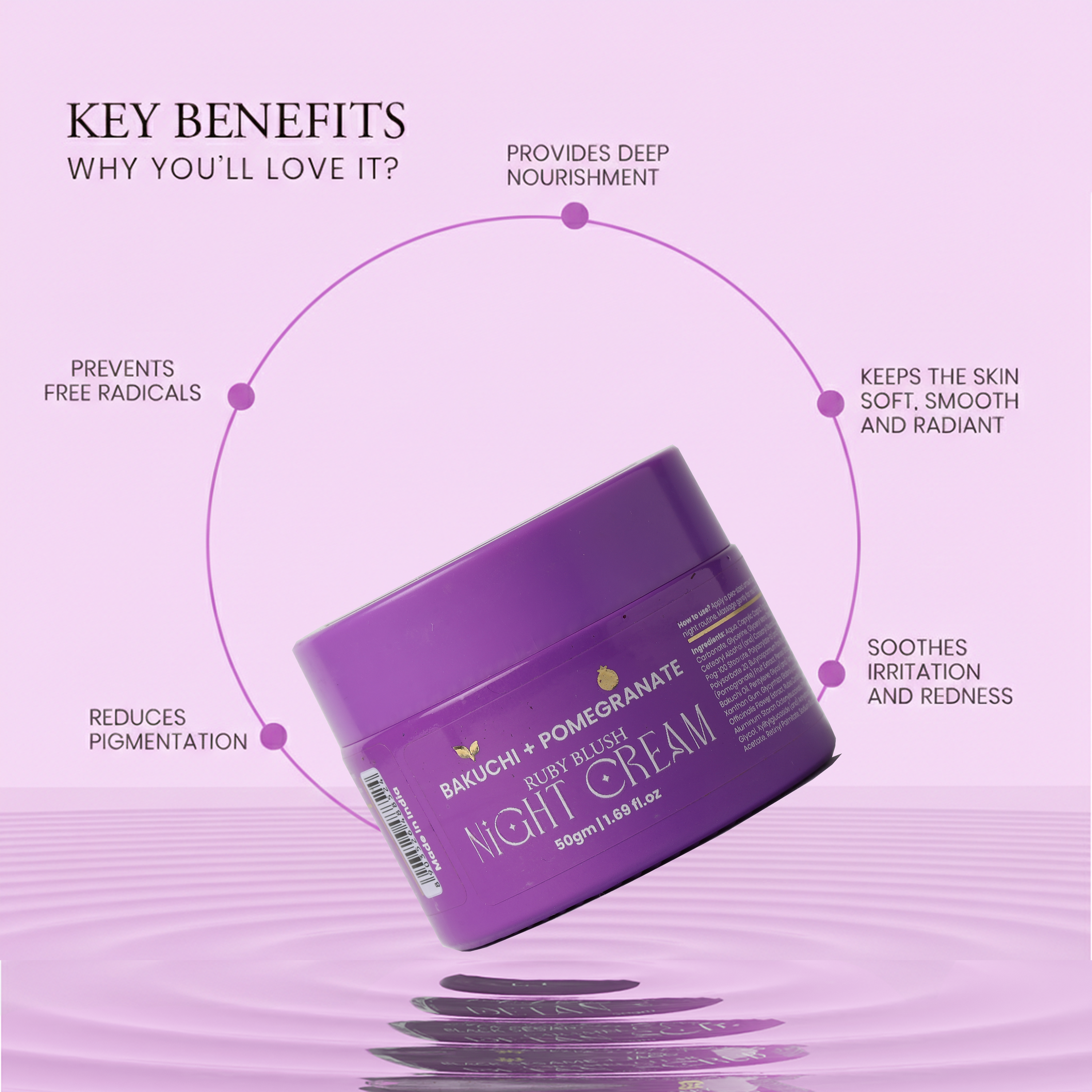 Antiaging night cream with Bakuchi and Pomegranate | 50ml