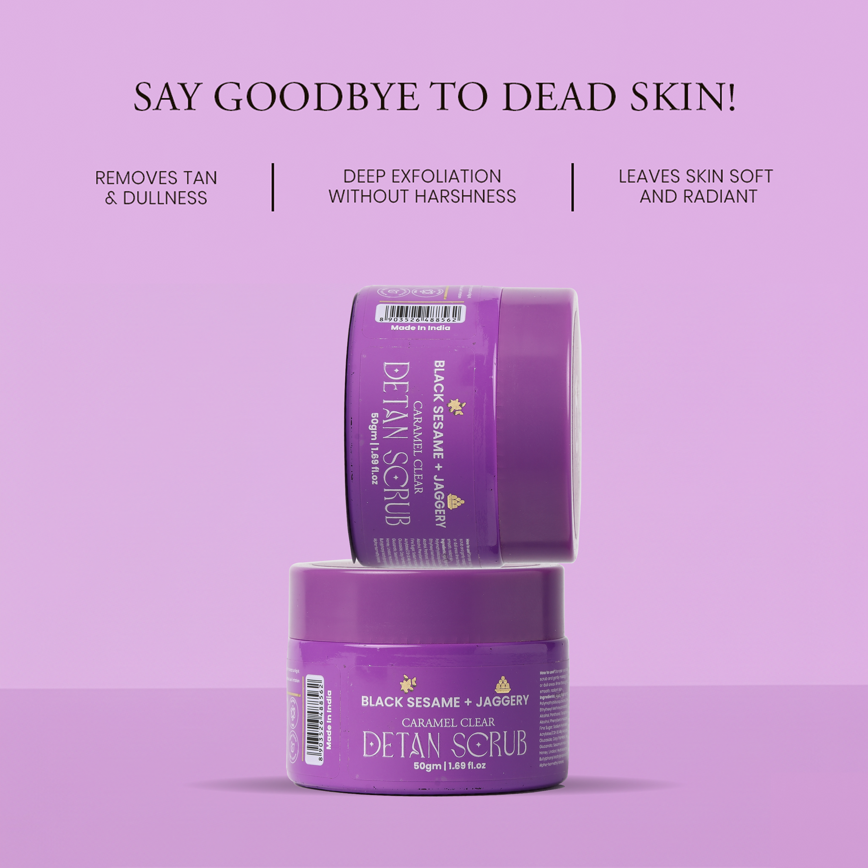 AHAs/BHAs detan scrub removes dead cells with Black Sesame and Jaggery | 50gm