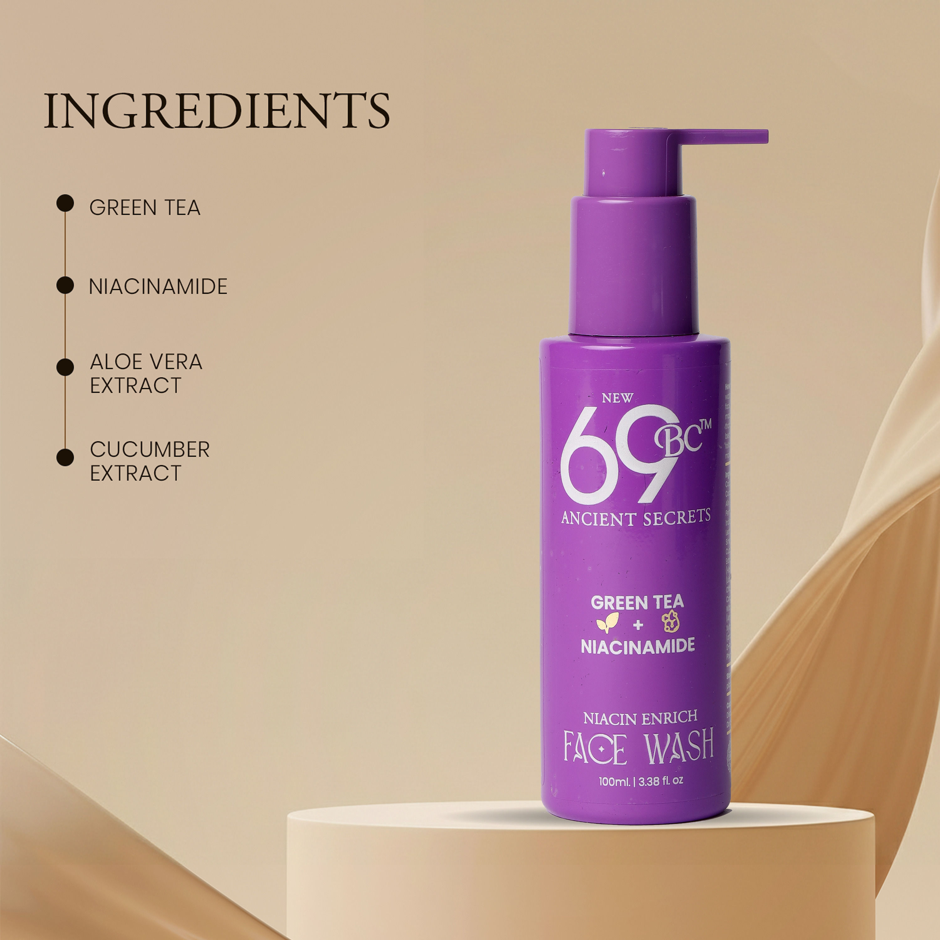 Niacinamide skin hydration and protection face wash with green tea | 100ml