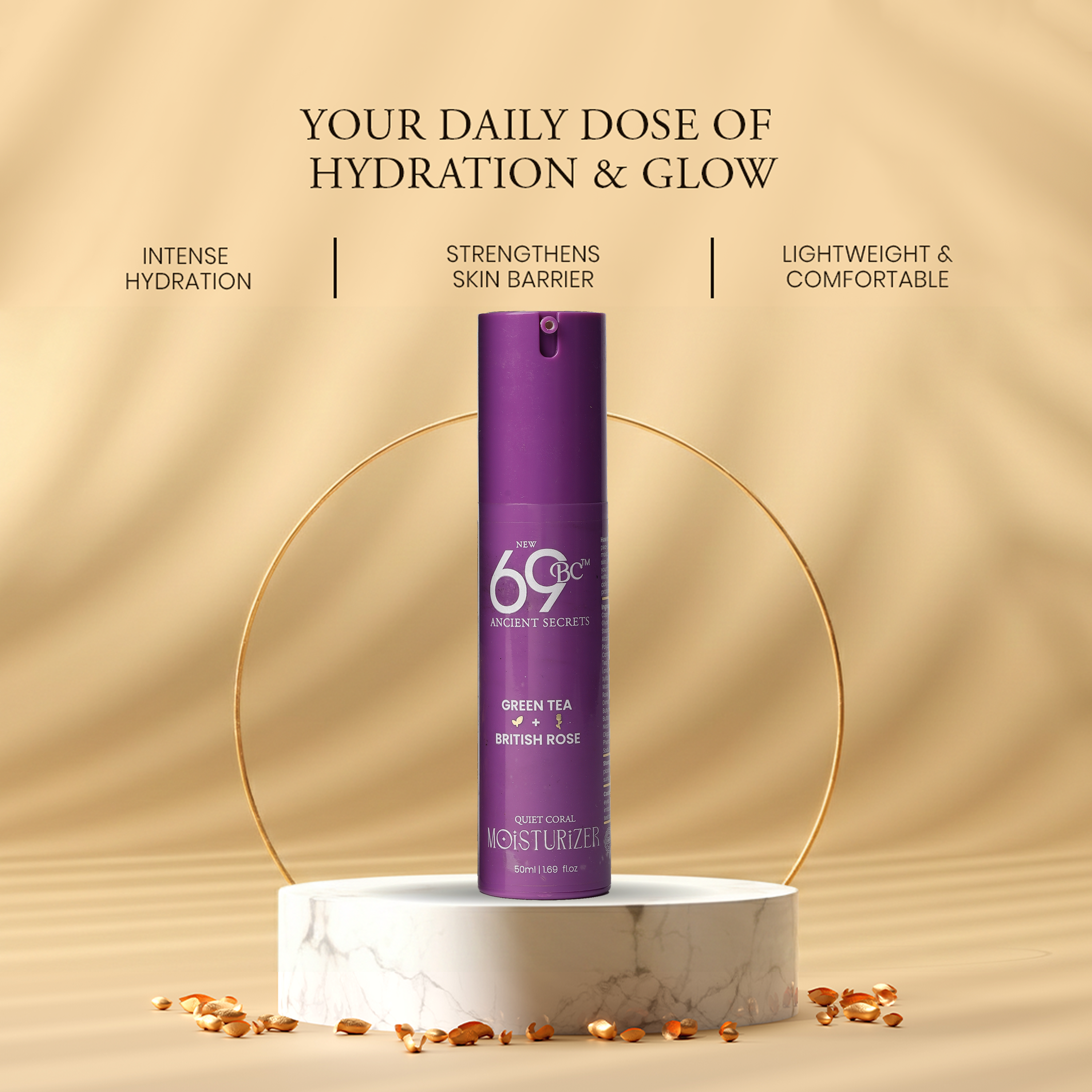 Lightweight and healthy skin moisturizer Green Tea with British Rose | 50ml