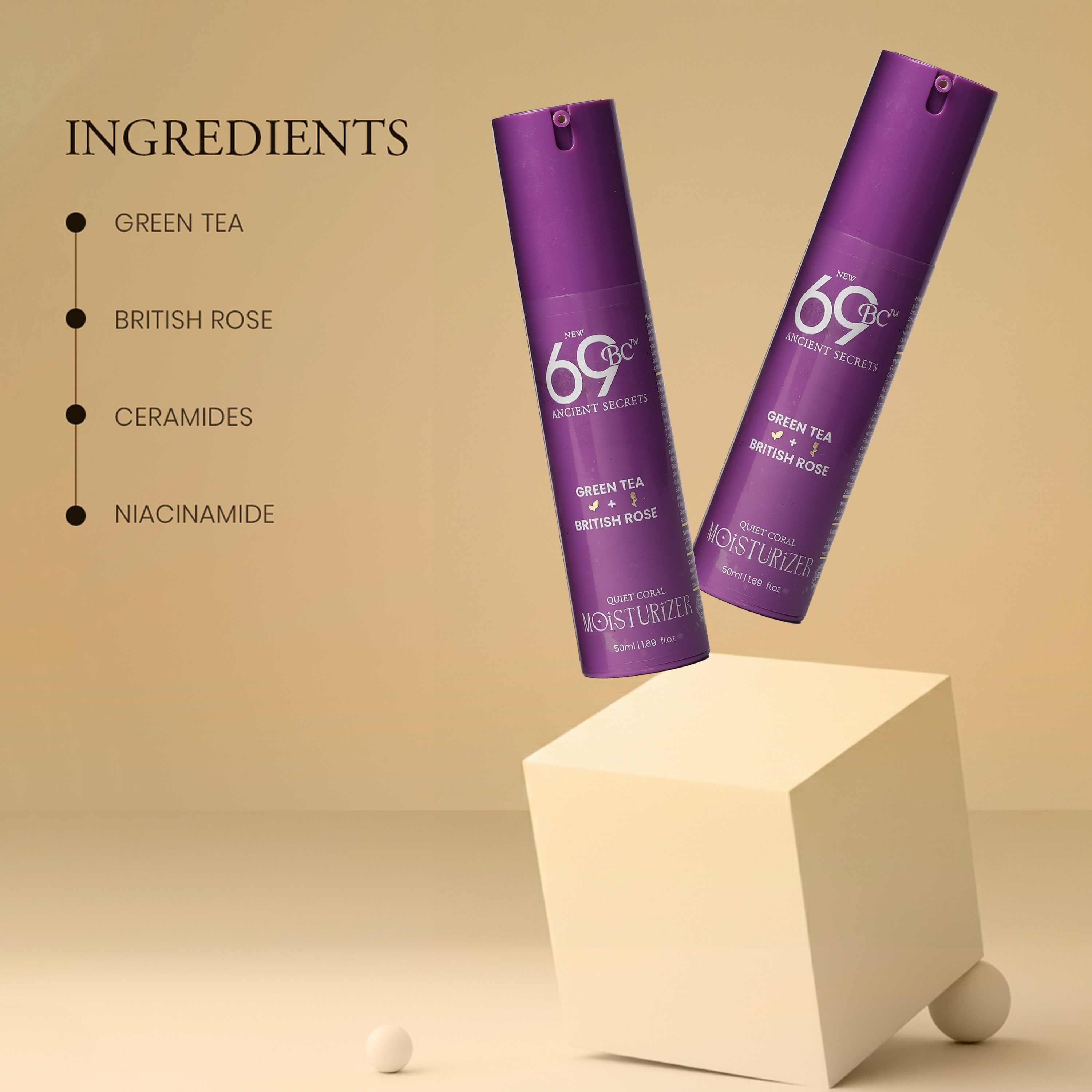 Lightweight and healthy skin moisturizer Green Tea with British Rose | 50ml