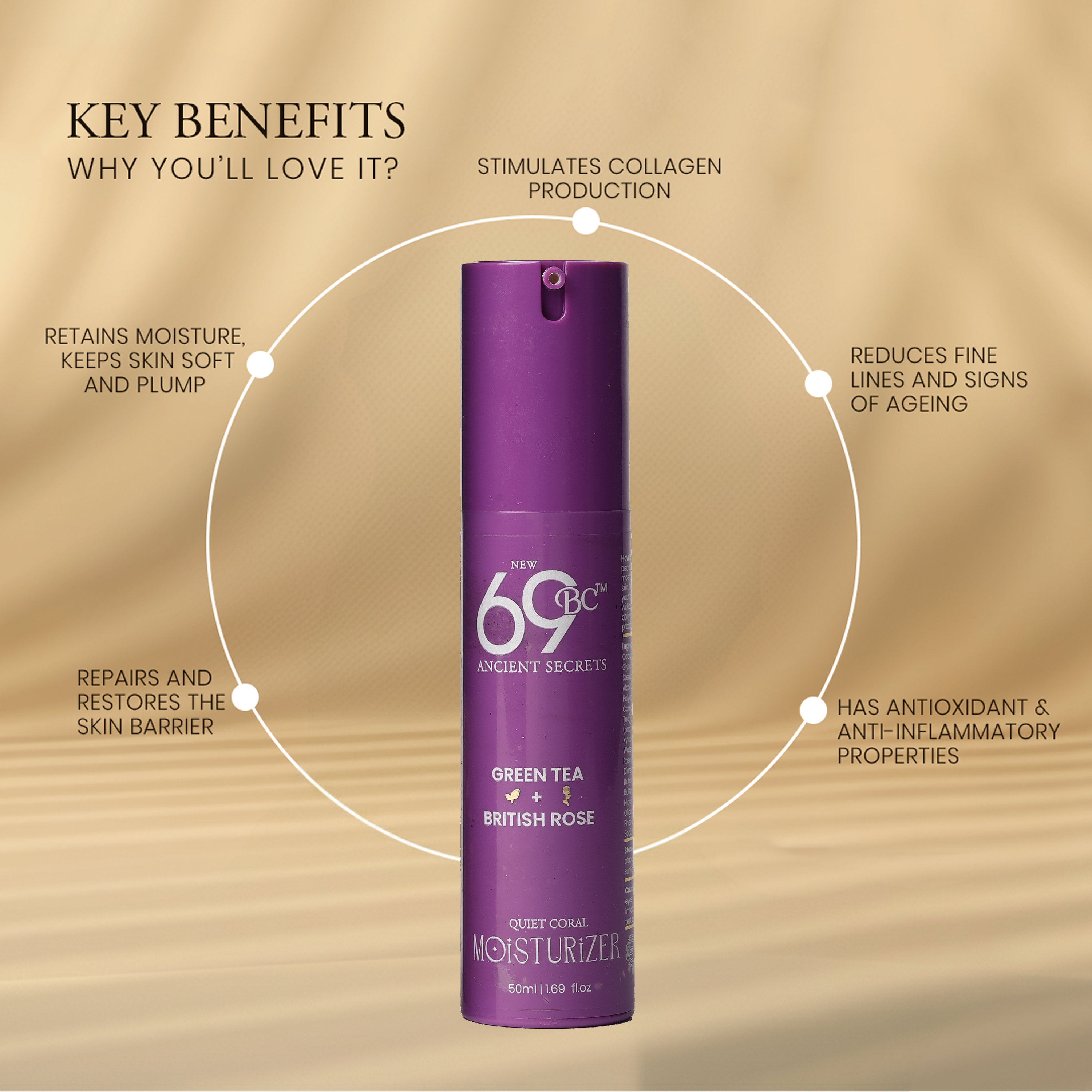 Lightweight and healthy skin moisturizer Green Tea with British Rose | 50ml