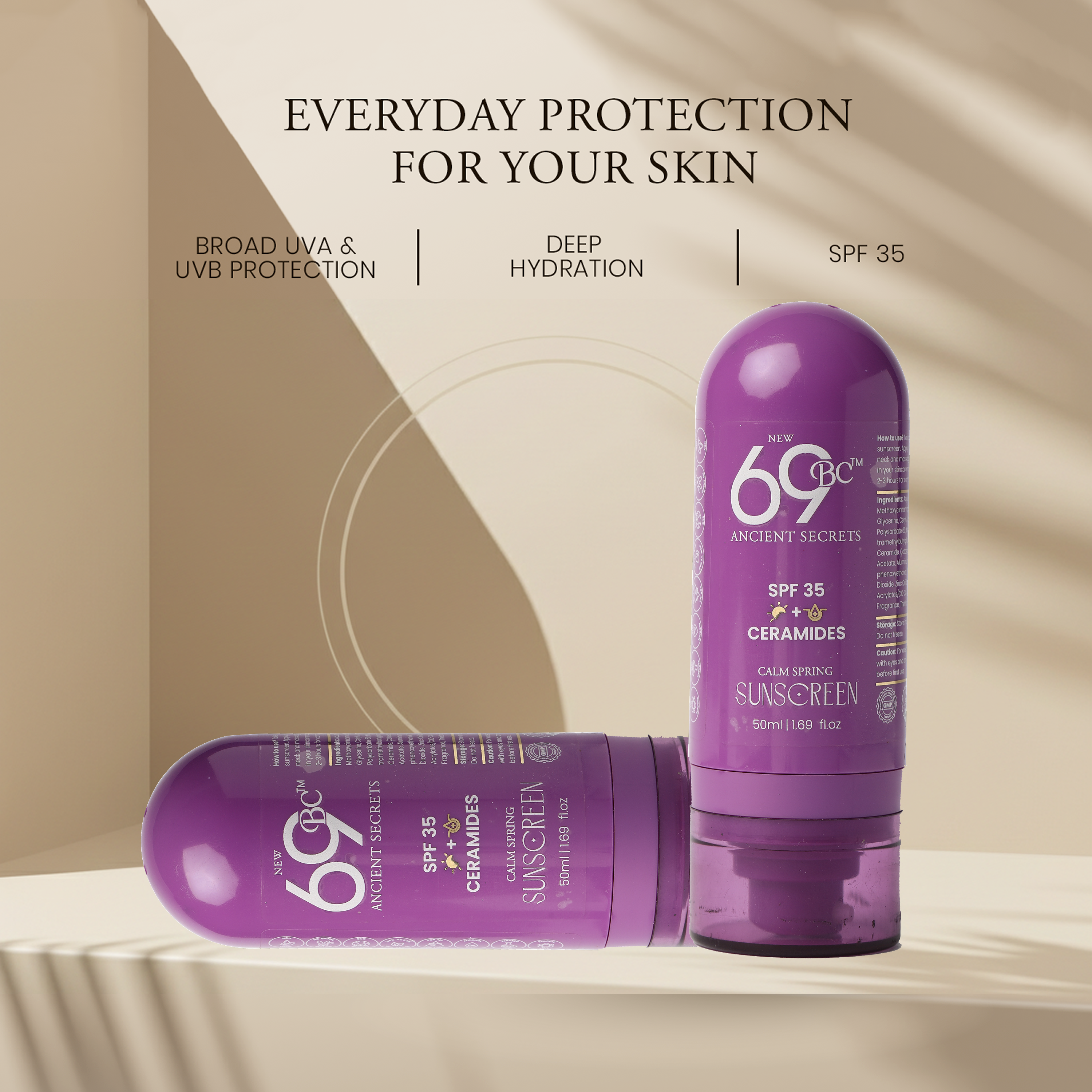 Sunscreen SPF35 PA+++  with Ceramide - lightweight - Deep Hydration| 50ml