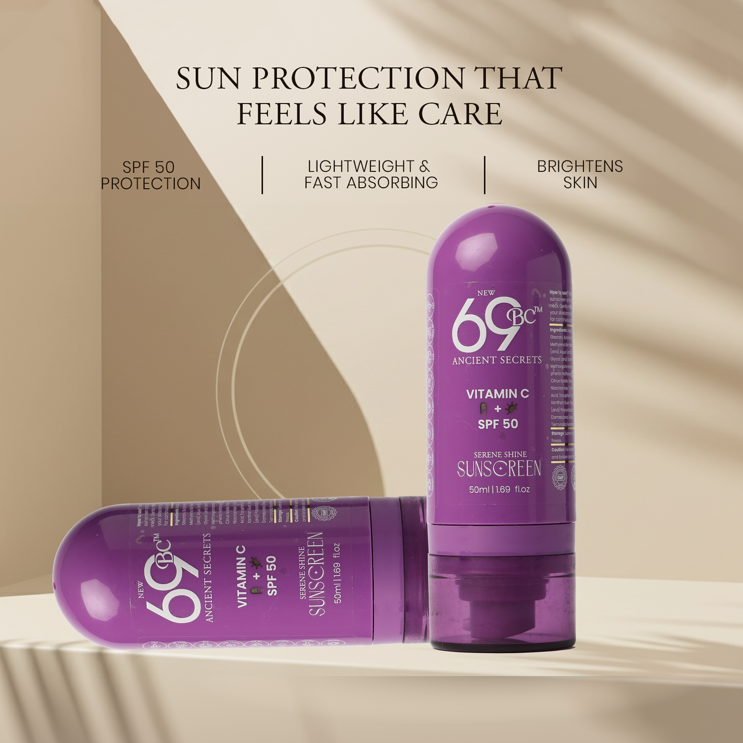 Sunscreen SPF50 PA+++ with Vitamin c - UVA/UVB protection - No white caste| 50ml